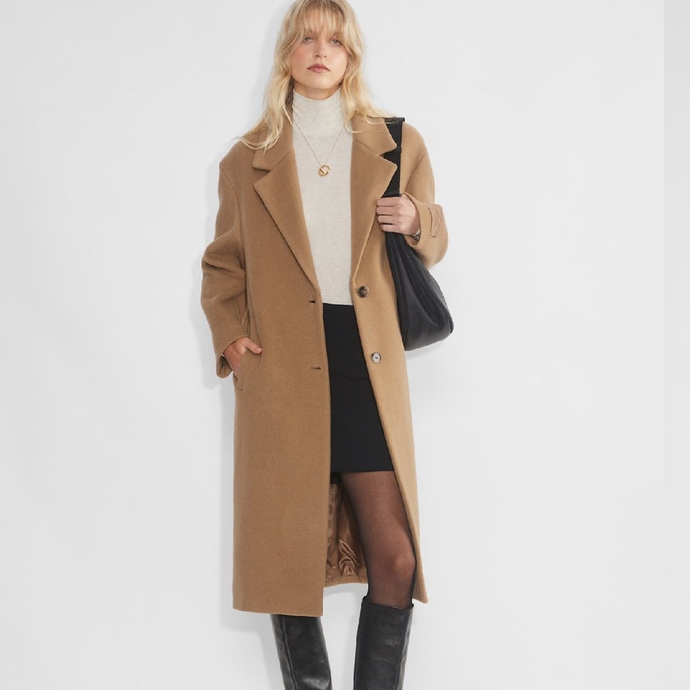 Wilfred Camel Long Wool And Cashmere Trench Coat